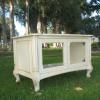 Stereo Cabinet with glazed white antique finish
